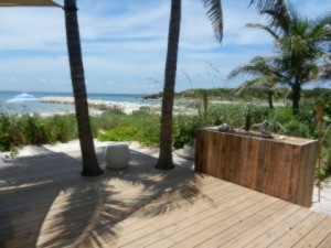 View of the Schooner Bay harbour entrance from the deck of the Cabana Beach Club.