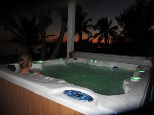 Camp David's hot tub is a GREAT place to enjoy the sunset! 